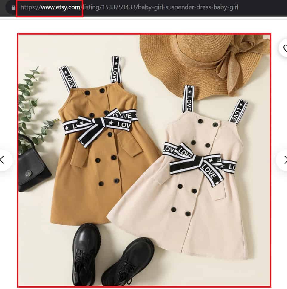 A screenshot of the product page in etsy.com