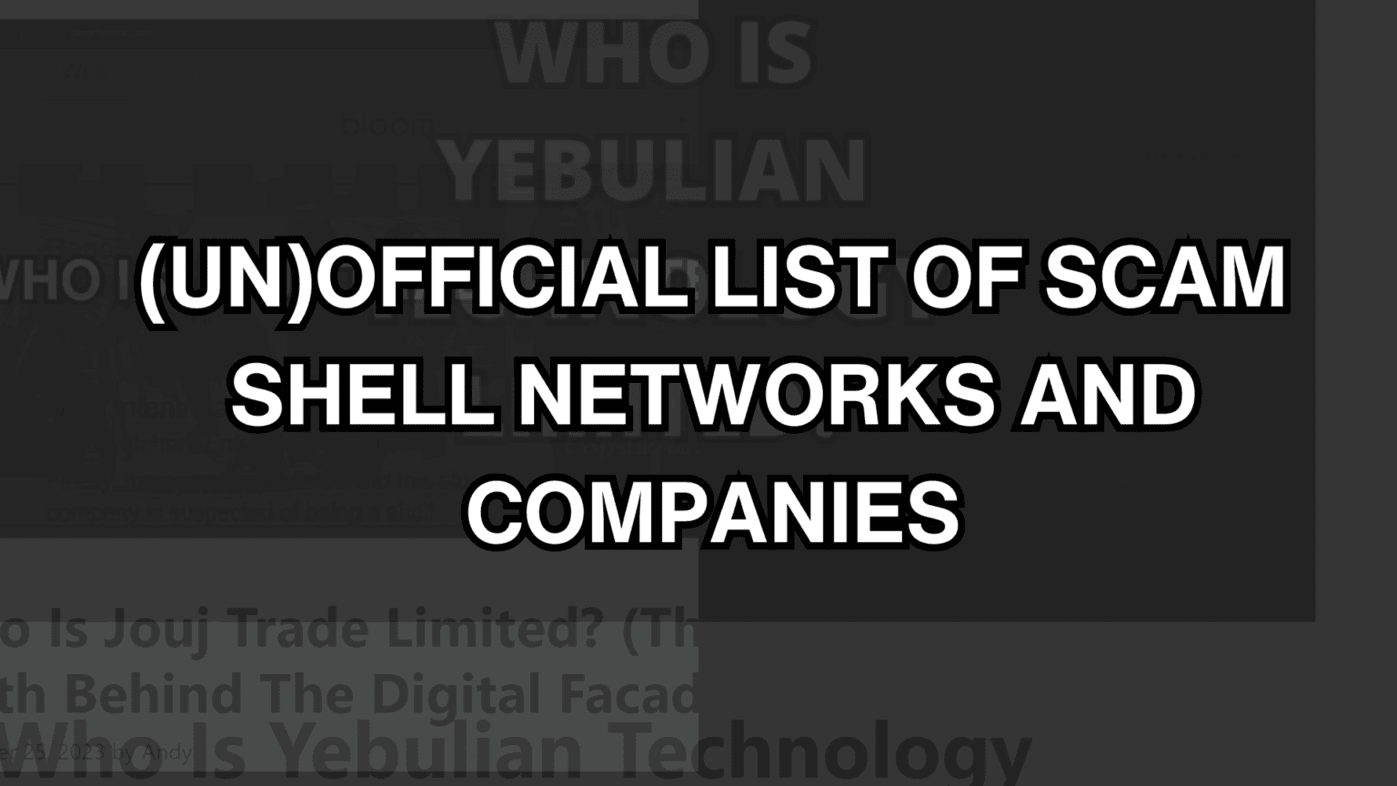 (Un)Official List Of Scam Shell Networks And Companies